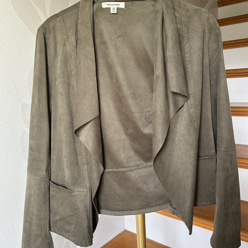 Olive Green Faux Suede Women's Jacket